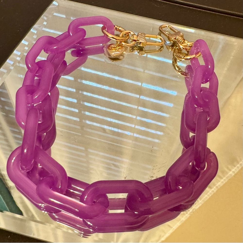 Gold Blush NeonPurple Chain-Link Statement Bag Chain  with Gold Clasp